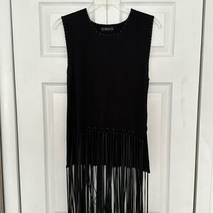 Zara knit tasseled top. Black.